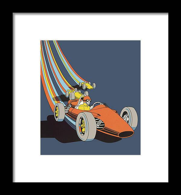 Auto Framed Print featuring the drawing Race Cars by CSA Images