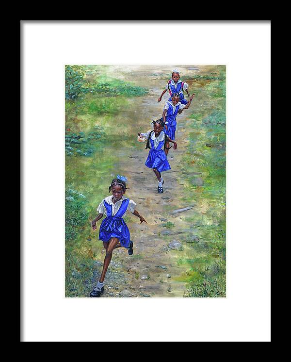 Caribbean Art Framed Print featuring the painting Racing Home by Jonathan Gladding