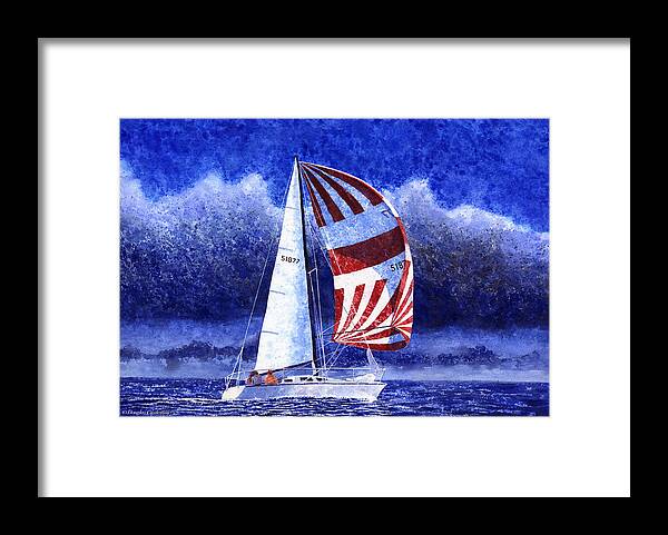 Sailing Framed Print featuring the painting Racing the Storm by Douglas Castleman
