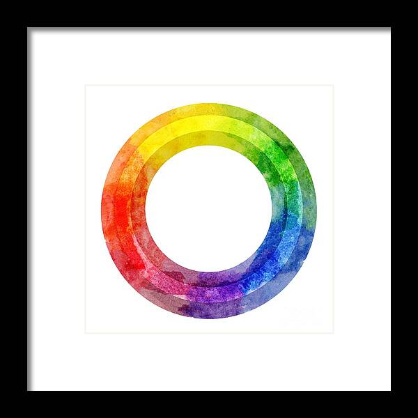 Colorful Framed Print featuring the painting Rainbow Color Wheel by Lauren Heller