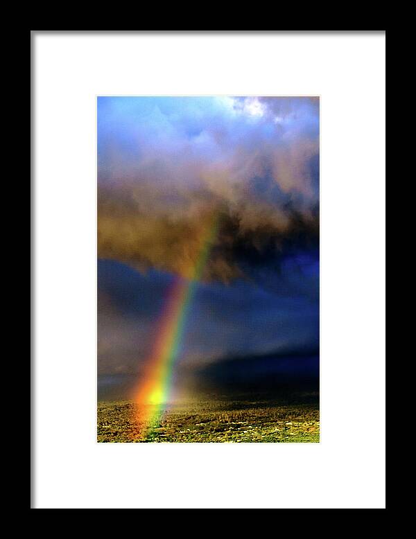 Rainbow Framed Print featuring the photograph Rainbow during Sunset by John Bauer