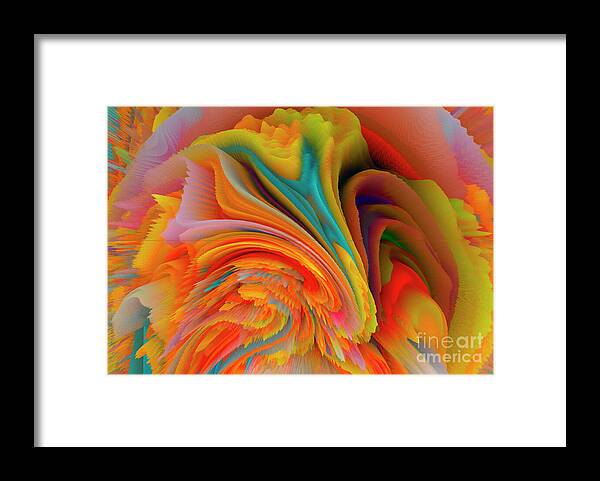 Rainbow Framed Print featuring the mixed media A Flower In Rainbow Colors Or A Rainbow In The Shape Of A Flower 2 by Elena Gantchikova