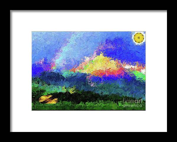 Landscape Framed Print featuring the mixed media Rainbow Mountain - Breaking the Gridlock of Hate Number 5 by Aberjhani