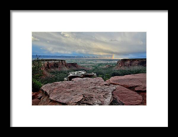 Colorado National Monument Framed Print featuring the photograph Rainbow over Book Cliffs from Grand View Point by Ray Mathis