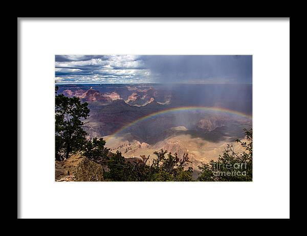 Rainbow Framed Print featuring the photograph Rainbow Over the Grand Canyon by L Bosco