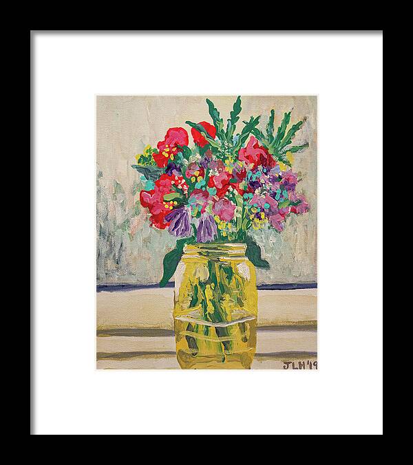 Flowers Framed Print featuring the painting Rainy Day Bouquet by Jean Haynes