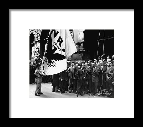 Fedora Framed Print featuring the photograph Raising National Recovery by Bettmann