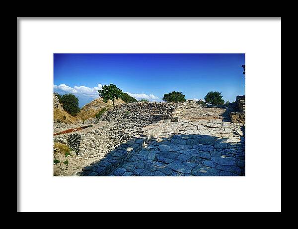 Greek Framed Print featuring the photograph Ramp leading to main city gate of Troy by Steve Estvanik