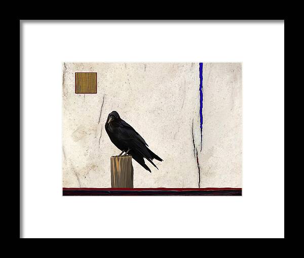 Raven Framed Print featuring the mixed media Raven Red White and Blue by Jonathan Thompson