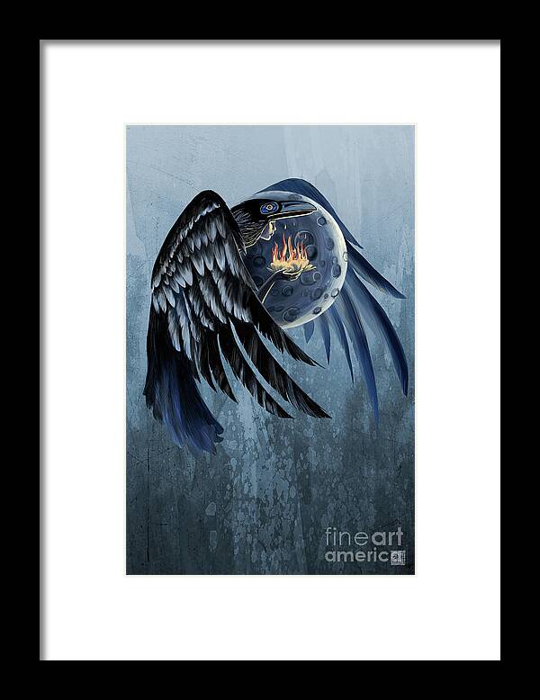 Raven Art Framed Print featuring the painting Raven Shaman by Sassan Filsoof