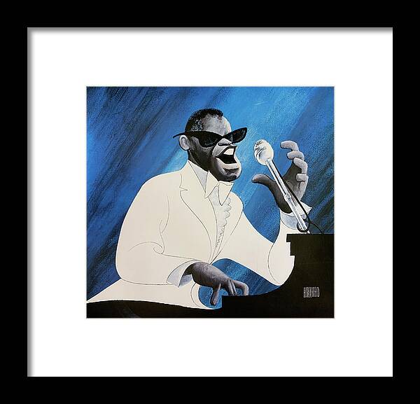 Music Framed Print featuring the drawing Ray Charles by Al Hirschfeld