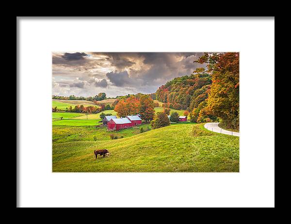 Landscape Framed Print featuring the photograph Reading, Vermont, Usa Rural Farm Scene by Sean Pavone