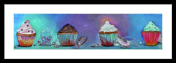 Acrylic Framed Print featuring the painting Ready For A Cupcake Painting by Lisa Kaiser