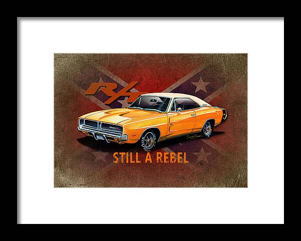 Art Framed Print featuring the mixed media Rebel Charger by Simon Read