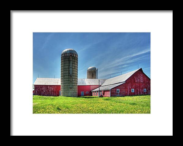 Barn Framed Print featuring the photograph Red Barn in Ontario, Canada by Tatiana Travelways
