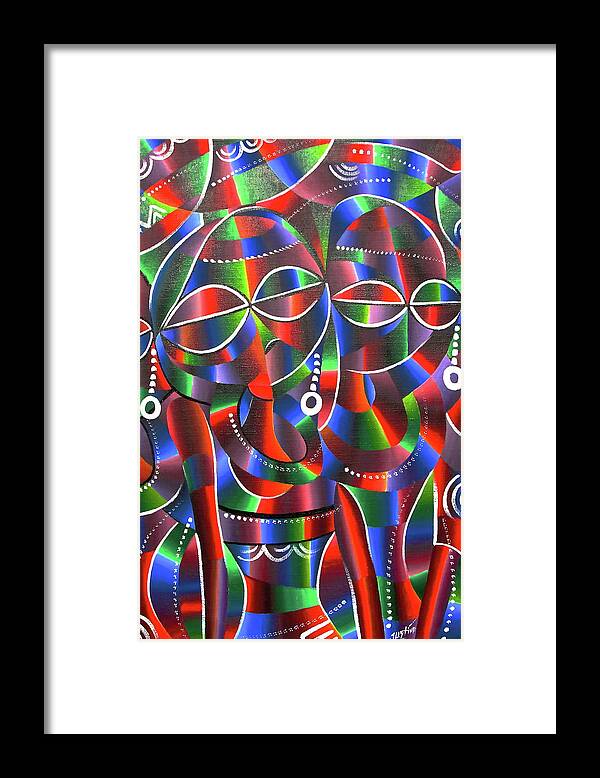 African Art Framed Print featuring the painting Red Beauty of Women by Justin Laryea