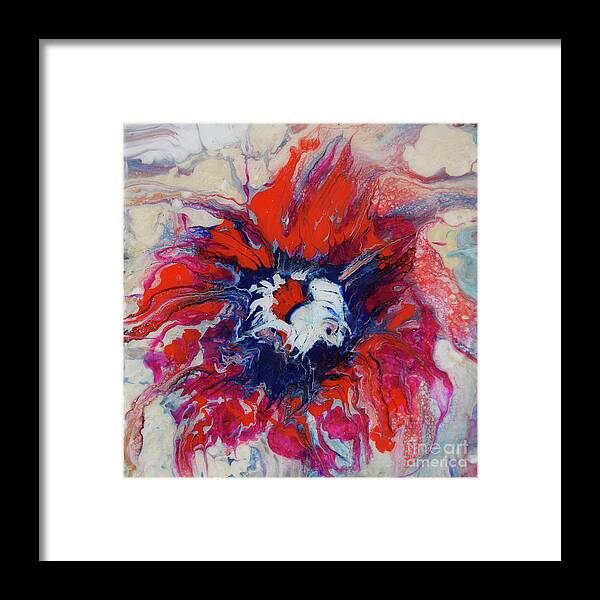 Flower Framed Print featuring the painting Red Flower by Jyotika Shroff