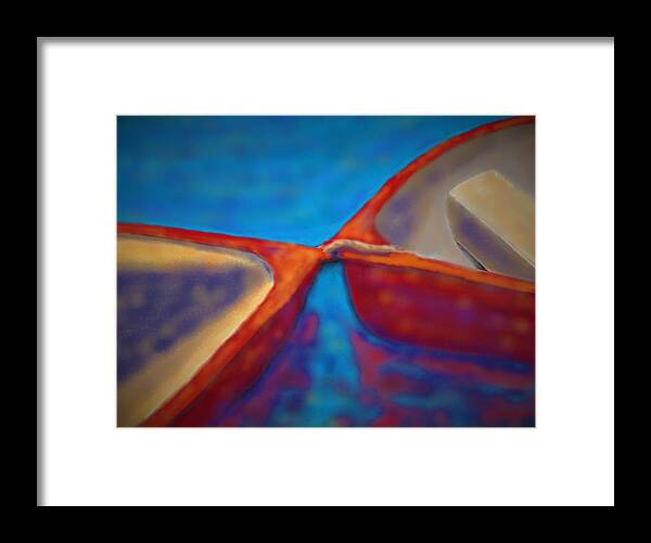Red Boats Framed Print featuring the digital art Red Boats by Angela Davies