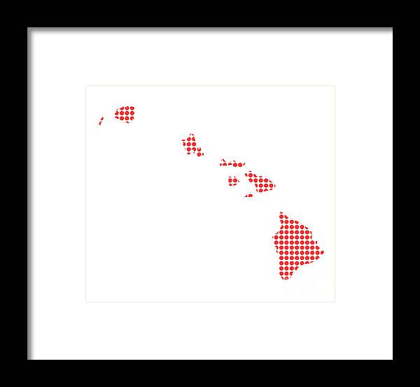 Hawaii Framed Print featuring the digital art Red Dot Map of Hawaii by Bigalbaloo Stock
