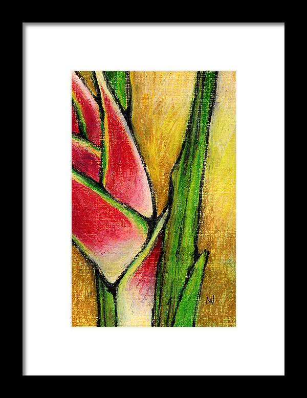 Tropical Framed Print featuring the pastel Red Heliconia by AnneMarie Welsh