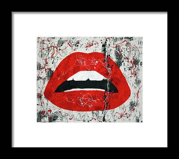 Lips Framed Print featuring the painting Red Lips by Kathleen Artist PRO