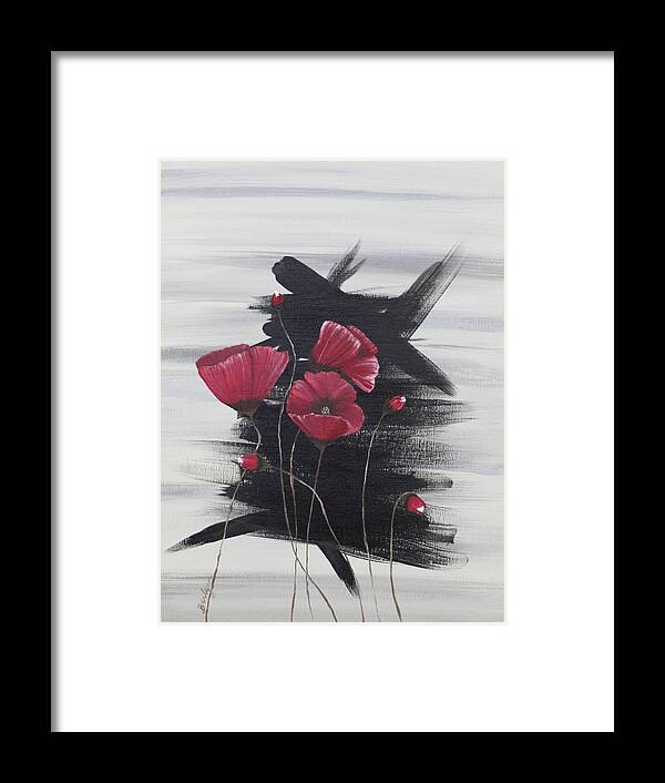Poppy's Framed Print featuring the painting Red Pop by Berlynn
