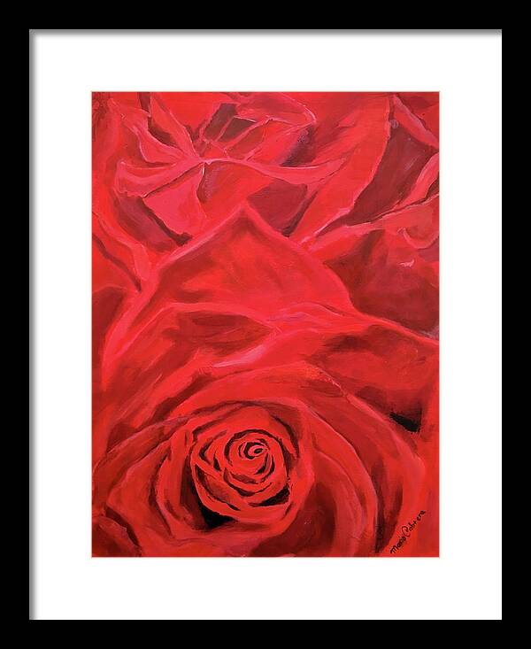 Red Framed Print featuring the painting Red Roses by Mario Cabrera