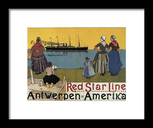 Belgium Framed Print featuring the drawing Red Star Line by Heritage Images