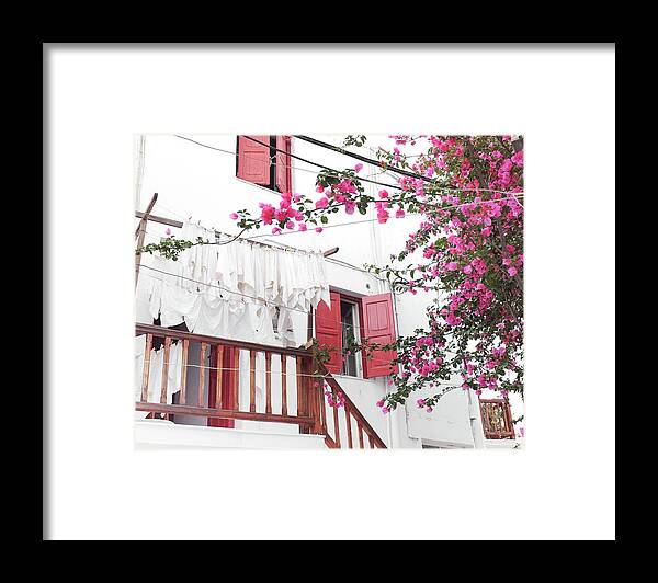 Greece Framed Print featuring the photograph Red Windows by Lupen Grainne