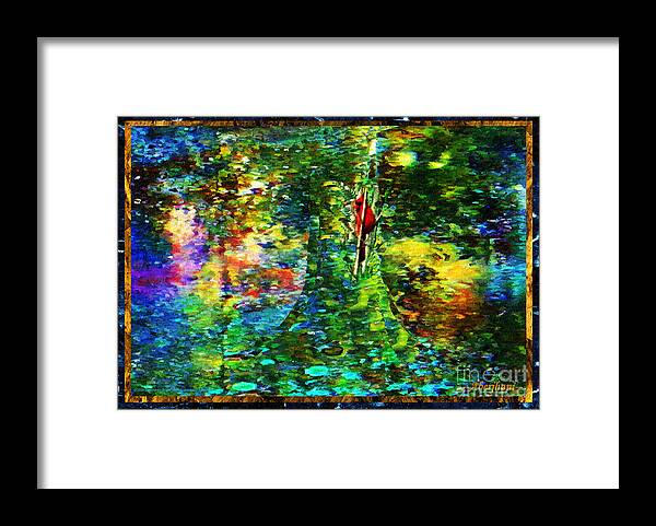 Communication Framed Print featuring the mixed media Redbird Singing Songs of Love in the Tree of Hope by Aberjhani