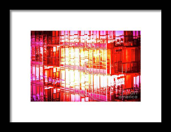 Top Artist Framed Print featuring the photograph Red Reflections Cityscape Vancouver by Neptune - Amyn Nasser Photographer