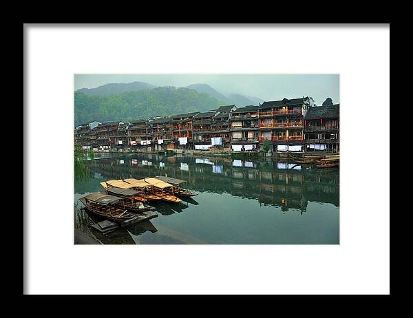 Tranquility Framed Print featuring the photograph Reflections At Fenghuang Ancient Town by Missgeok