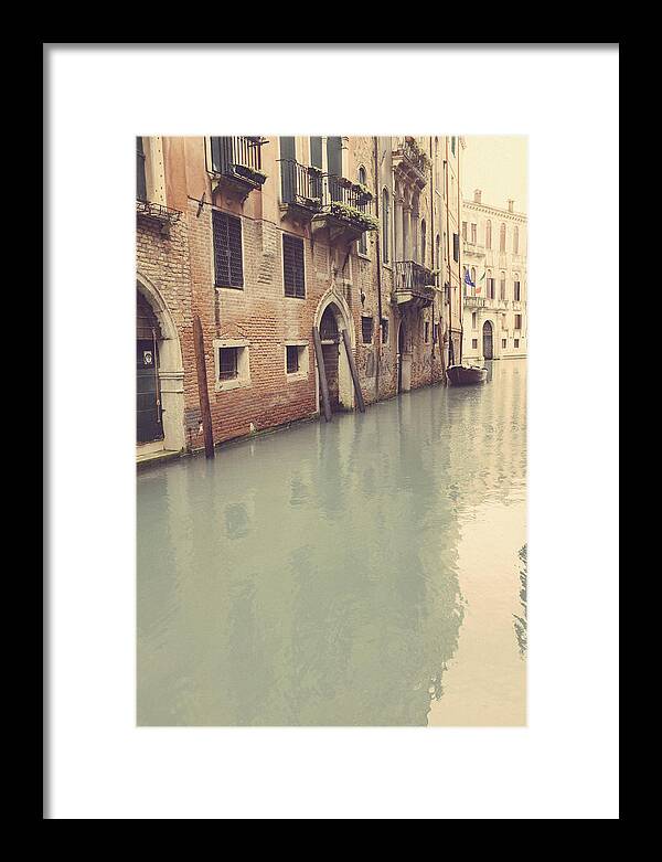 Venice Framed Print featuring the photograph Reflections in a Back Street Canal - Venice by Georgia Clare