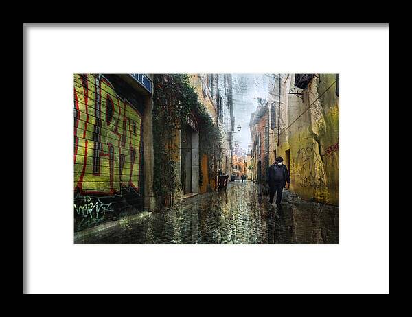Reflections Framed Print featuring the photograph Reflections In The Alley by Nicodemo Quaglia