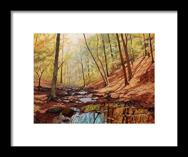 Little Stony Creek Framed Print featuring the painting Reflections - Little Stony Creek at Peaks of Otter by Bonnie Mason