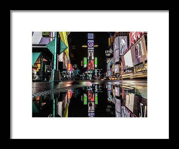 New York Framed Print featuring the photograph Reflective Times Square by David Downs