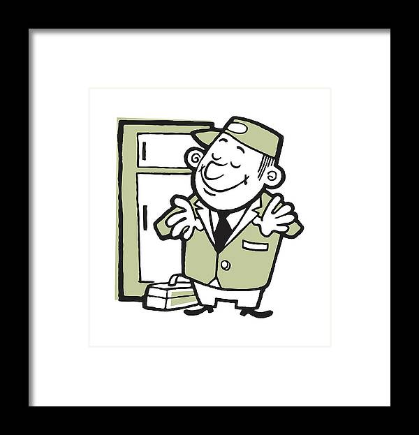 Accessories Framed Print featuring the drawing Refrigerator Repairman by CSA Images