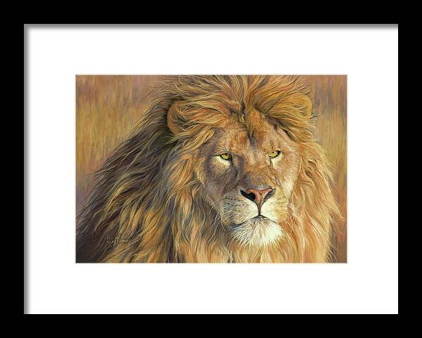 Lion Framed Print featuring the painting Regal Feline by Lucie Bilodeau
