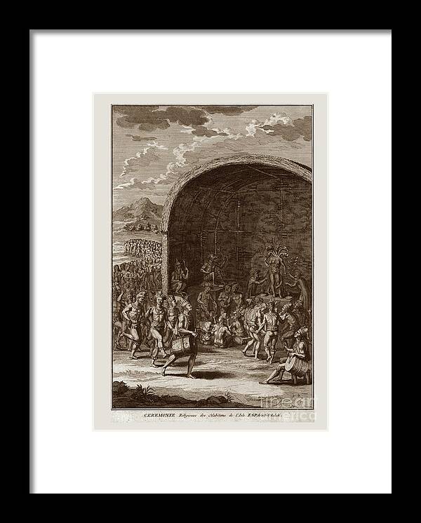 Engraving Framed Print featuring the drawing Religious Ceremony Of The Inhabitants by Print Collector