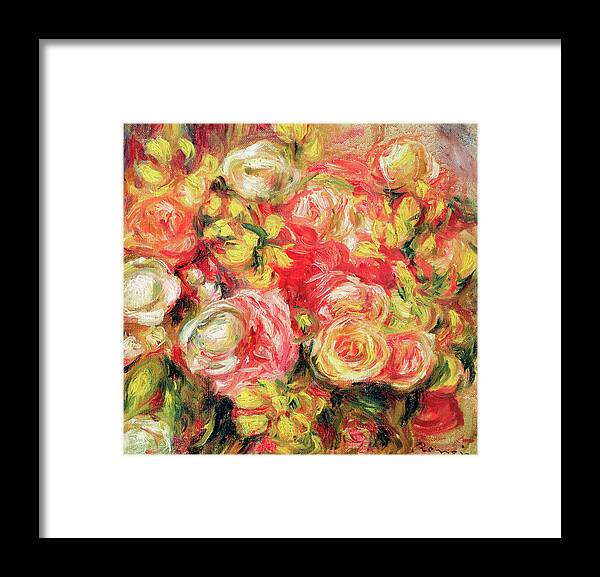 Renoir-roses Framed Print featuring the mixed media Renoir-roses by Portfolio Arts Group
