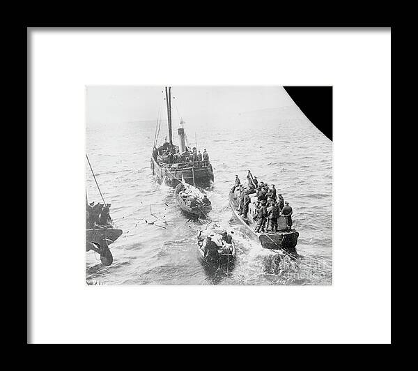 People Framed Print featuring the photograph Rescue Of German Sailors by Bettmann