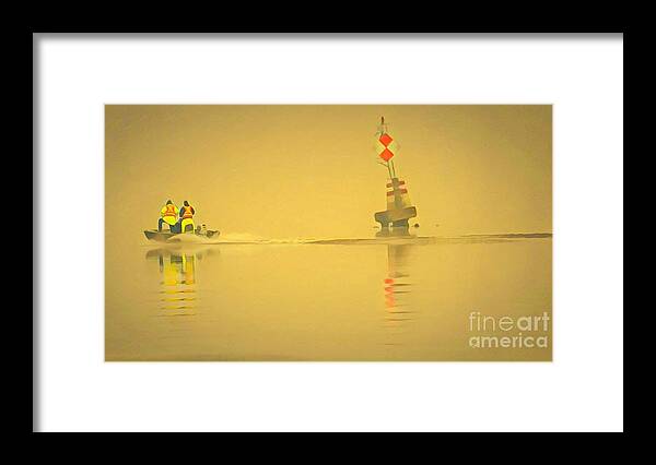 Mississippi River Framed Print featuring the painting Rescue Workers by Marilyn Smith