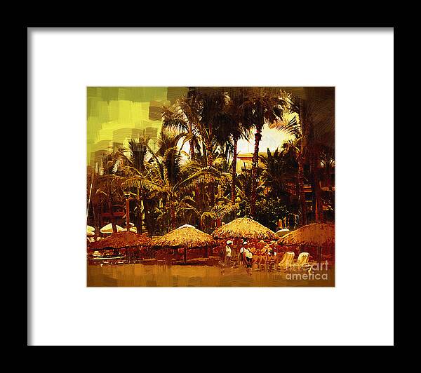 Mazatlan Framed Print featuring the digital art Resort Beach Scene by Kirt Tisdale