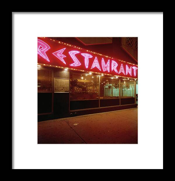 Temptation Framed Print featuring the photograph Restaurant At Night by Silvia Otte