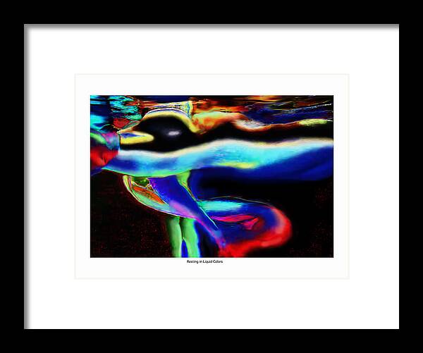 Underwater Framed Print featuring the digital art Resting in Liquid Color by Leo Malboeuf