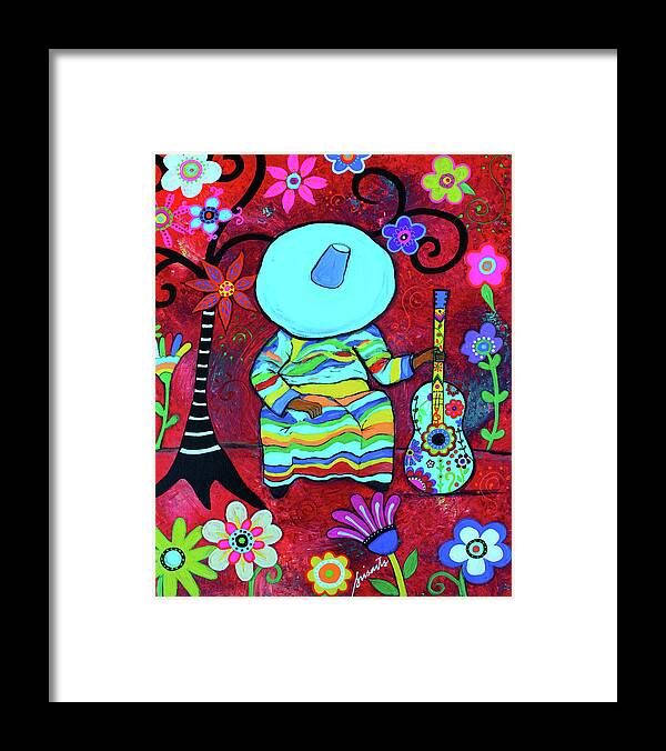 Resting Mariachi Framed Print featuring the painting Resting Mariachi by Prisarts