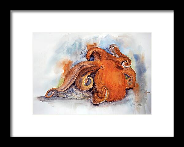 Octopus Framed Print featuring the painting Resting Place by Jeanette Mahoney