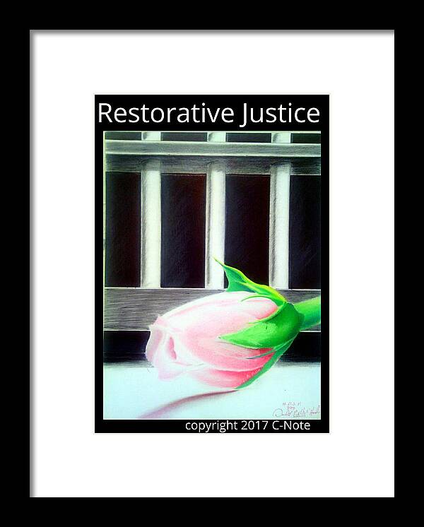 Black Art Framed Print featuring the drawing Restorative Justice by Donald C-Note Hooker