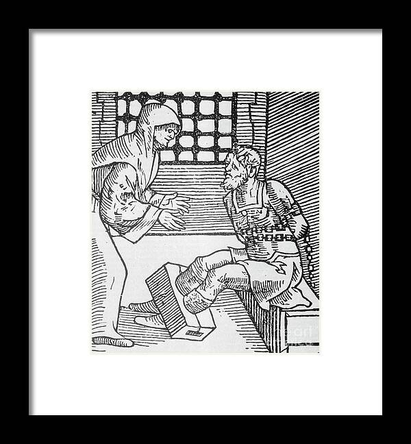 Art Framed Print featuring the photograph Restrained Prisoner Being Visited by Bettmann