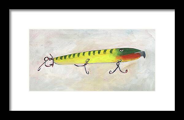 Entertainment Leisure Framed Print featuring the painting Retro Fishing Lure I by Regina Moore